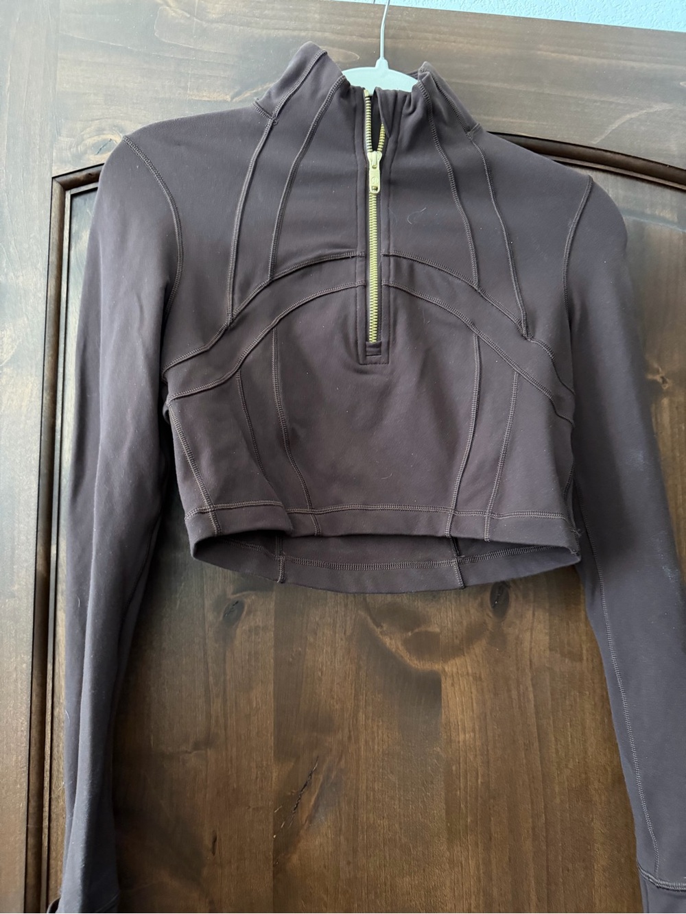 Lululemon Cropped Half-Zip Long Sleeve Top in Chocolate Brown size 4 never worn